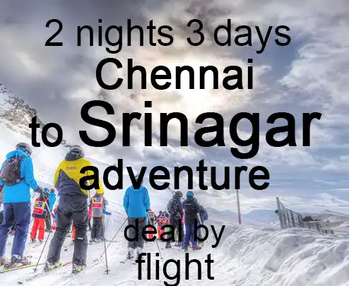 2 nights 3 days chennai to srinagar adventure deal by flight