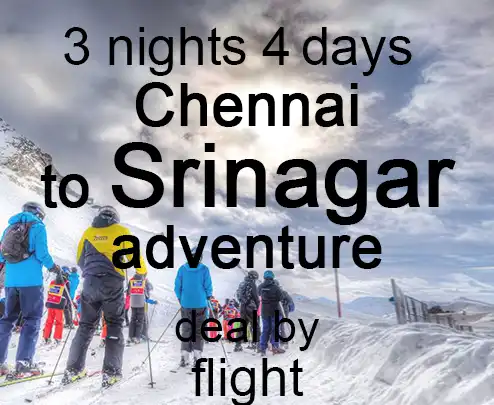 3 nights 4 days chennai to srinagar adventure deal by flight