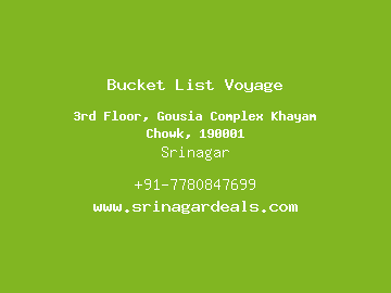 Bucket List Voyage, Srinagar