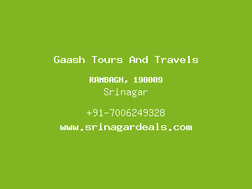 Gaash Tours And Travels, Srinagar