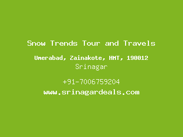 Snow Trends Tour and Travels, Srinagar