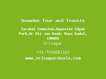 Snowden Tour and Travels, Srinagar